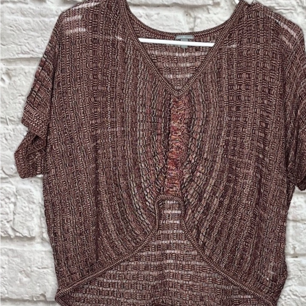 Women's Short Sleeve Knit Top - Brown